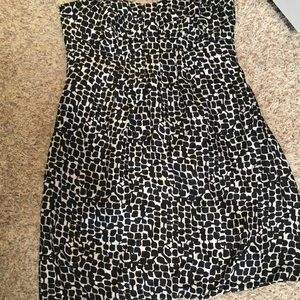 Black and white strapless dress